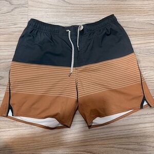 Vuori Men's Black and Brown Swim Shorts